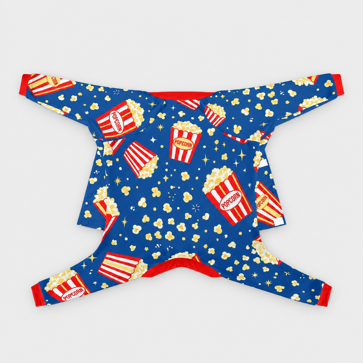 Movie Popcorn French Bulldog Pajamas - Soft Stretch Dog Sleepwear - back view
