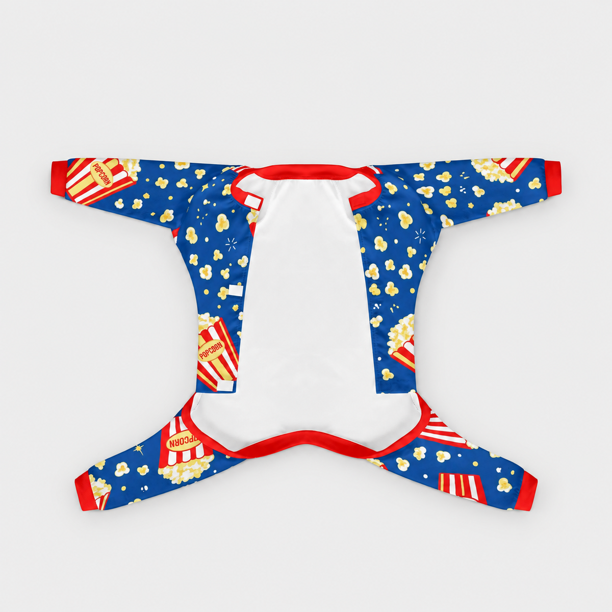 Movie Popcorn French Bulldog Pajamas - Soft Stretch Dog Sleepwear - front view