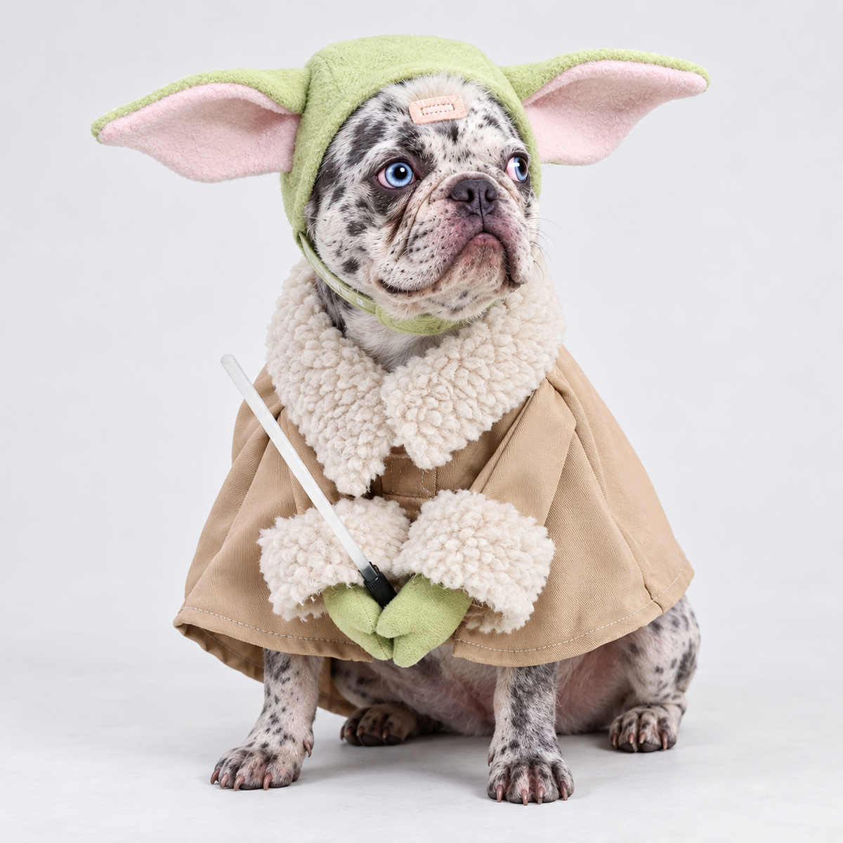 Green Alien French Bulldog Costume – Green on merle French Bulldog