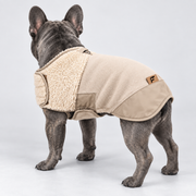Fleece French Bulldog Winter Jacket – Beige on blue French Bulldog