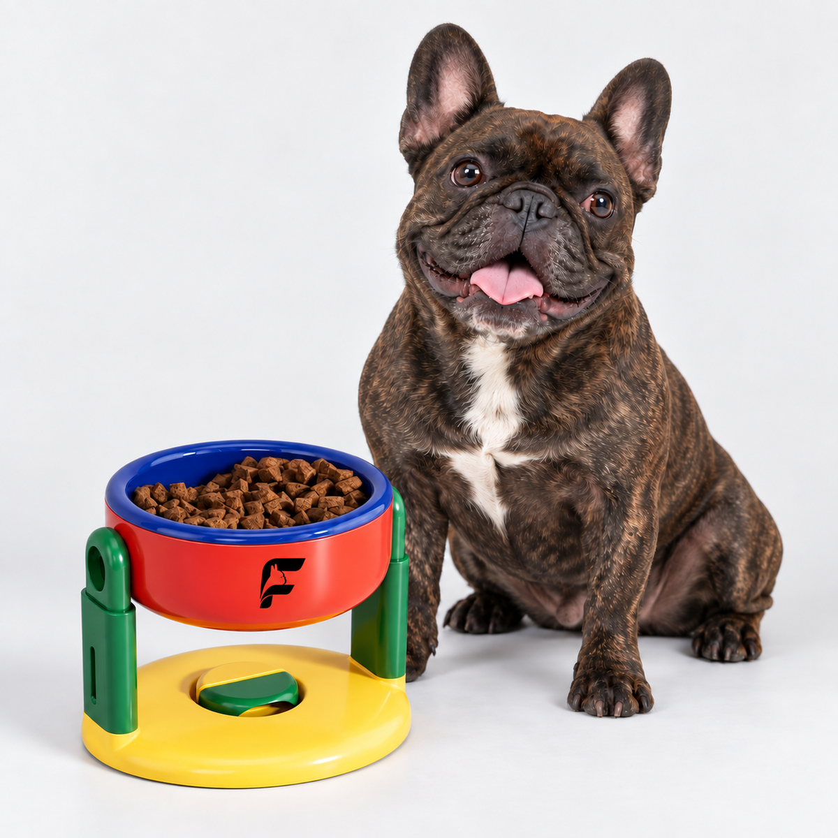 French Bulldog Adjustable Elevated Bowl with Suction Base