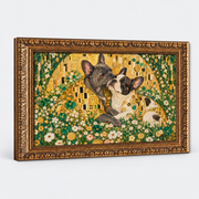 French Bulldog canvas on light gray studio background
