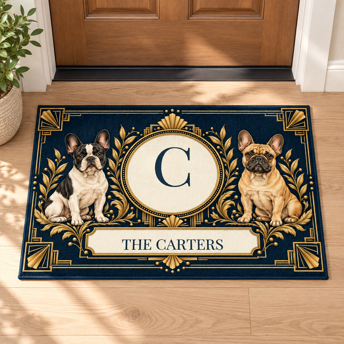 006= Door mat (US) beside a door