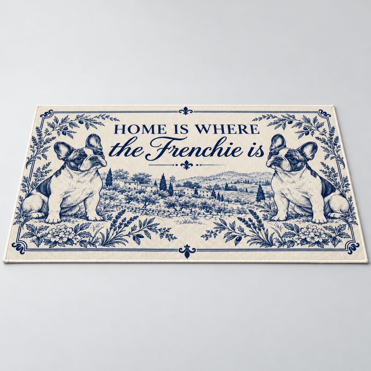 Home Is Where the Frenchie Is Doormat studio detail