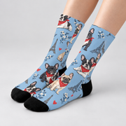 Frenchie Paris Promenade Crew Socks — light gray studio view