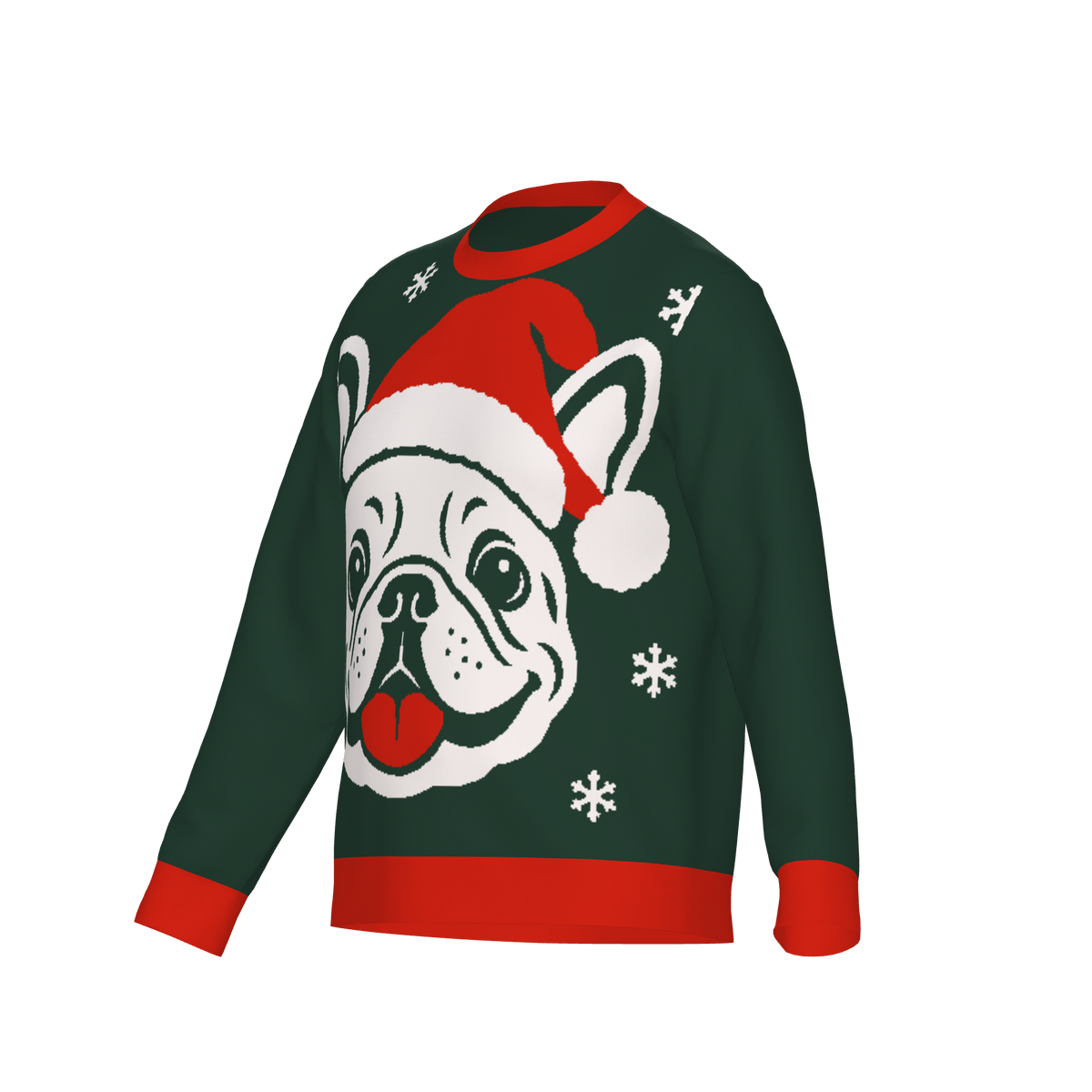 Santa Hat Frenchie Christmas Knit Sweater — square product view 2