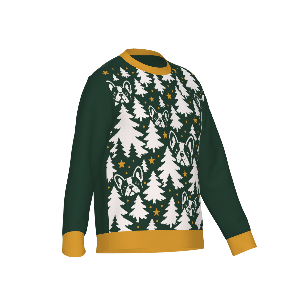 Evergreen Frenchie Christmas Knit Sweater — square product view 5