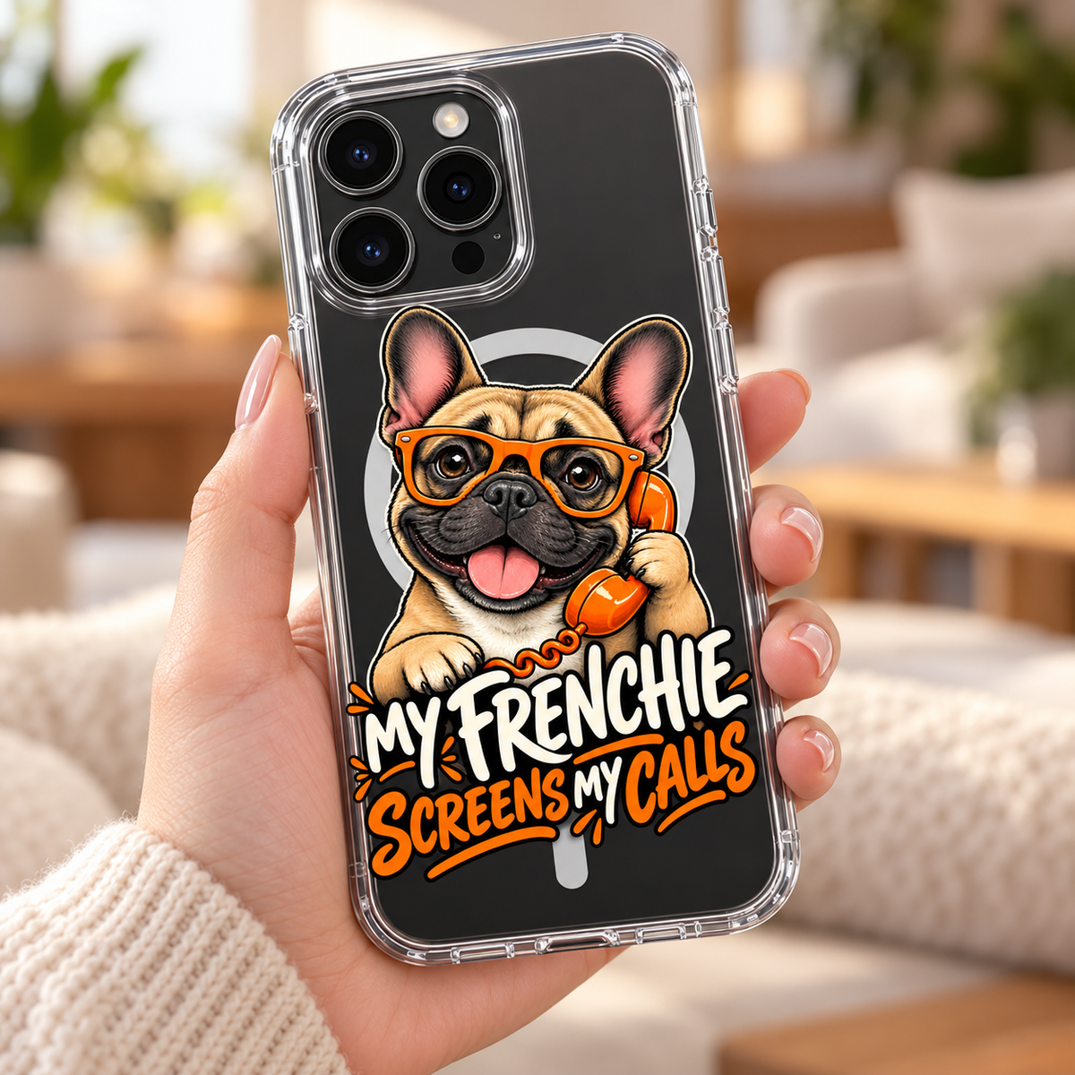 Approved main image: My Frenchie Screens My Calls Magnetic Phone Case
