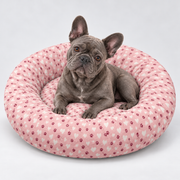 Blush Hearts & Paws Round Dog Bed with our French Bulldog model