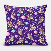 Frenchie Cosmic Pop Pillow Cover on light gray background