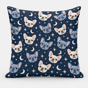 Midnight Frenchie Constellations Pillow Cover on light gray background