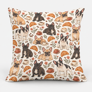 Frenchie Café Club Pillow Cover on light gray background
