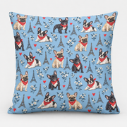 Frenchie Paris Promenade Pillow Cover on light gray background