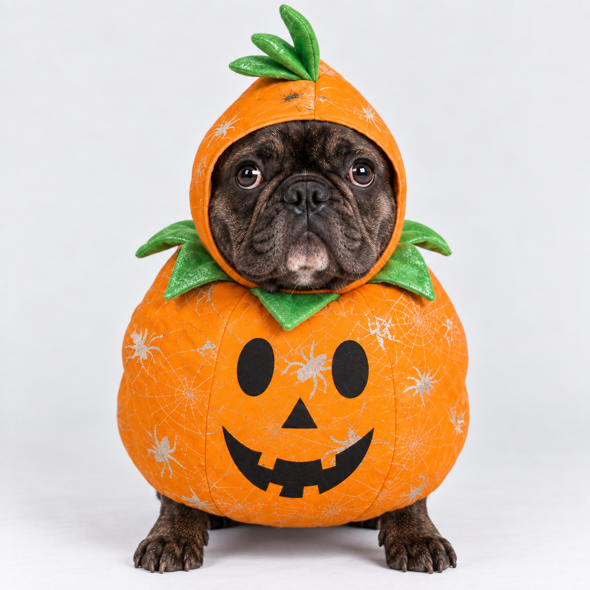 French Bulldog Pumpkin Halloween Costume with Hat
