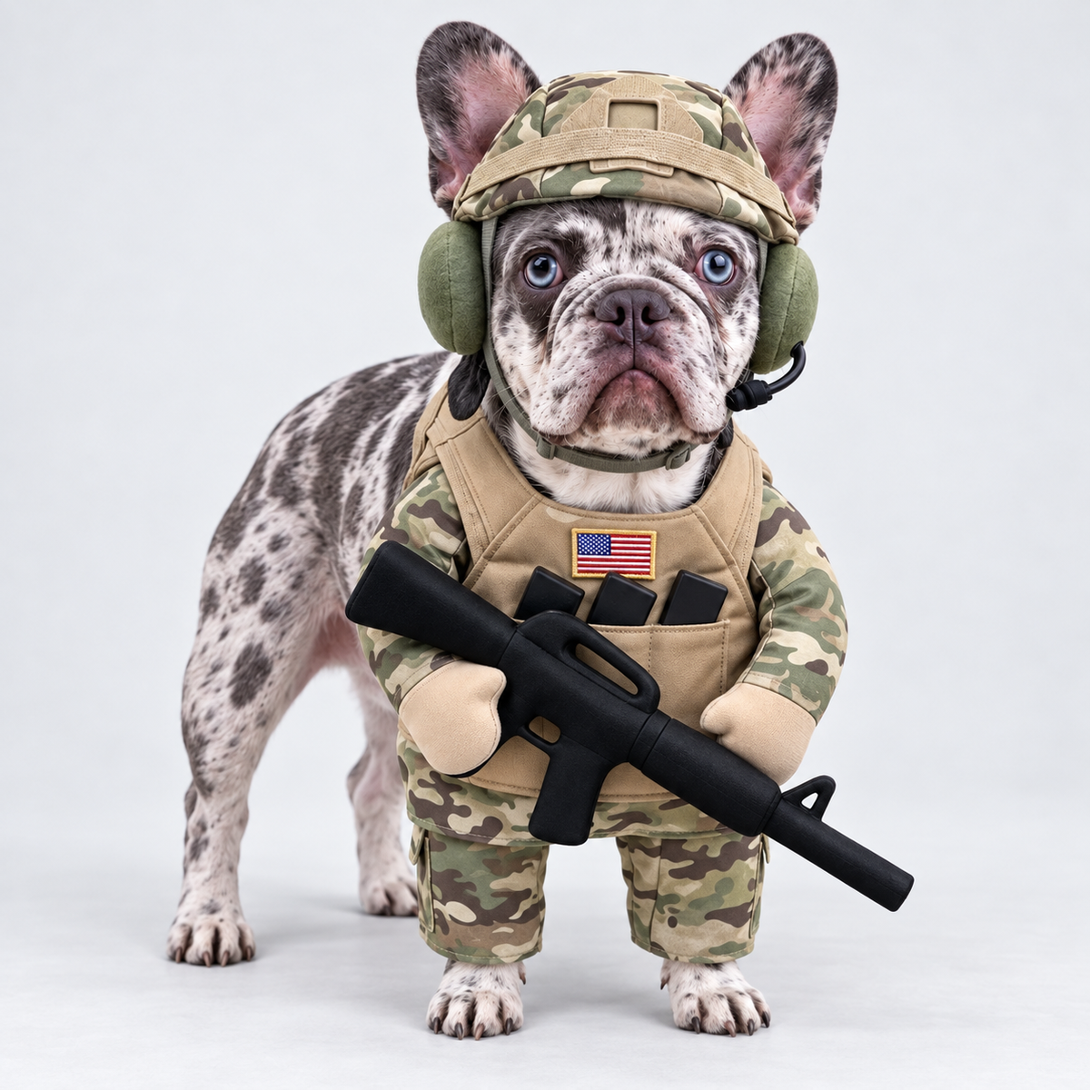 French Bulldog Soldier Costume – Camo Halloween Outfit