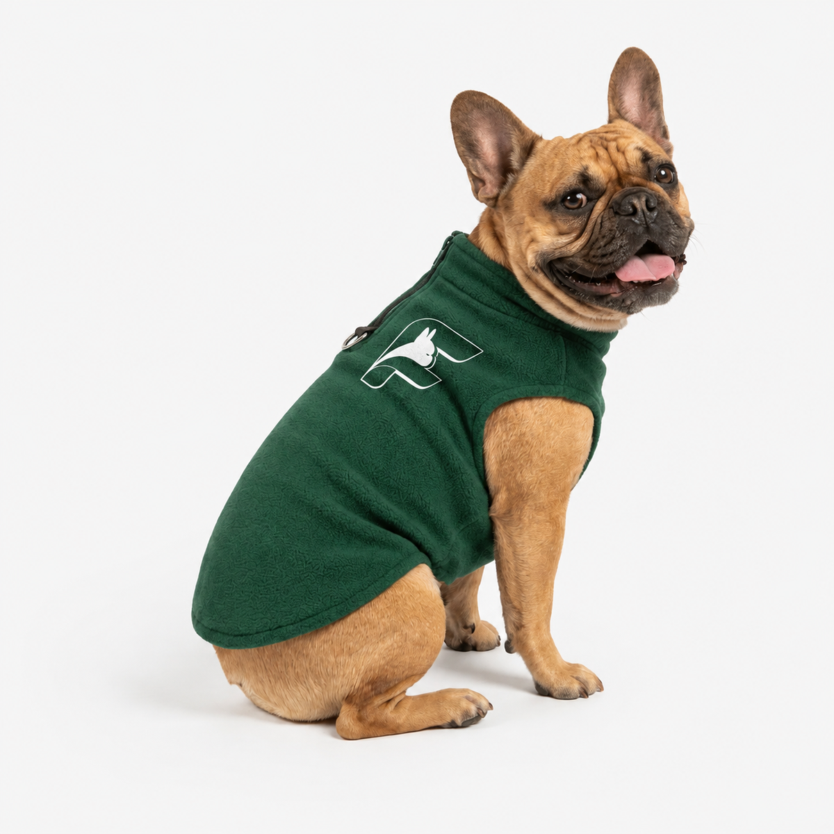 Frenchie SnugPeak Fleece – Warm Stretch Fleece Vest for French Bulldogs (Dark Sage)