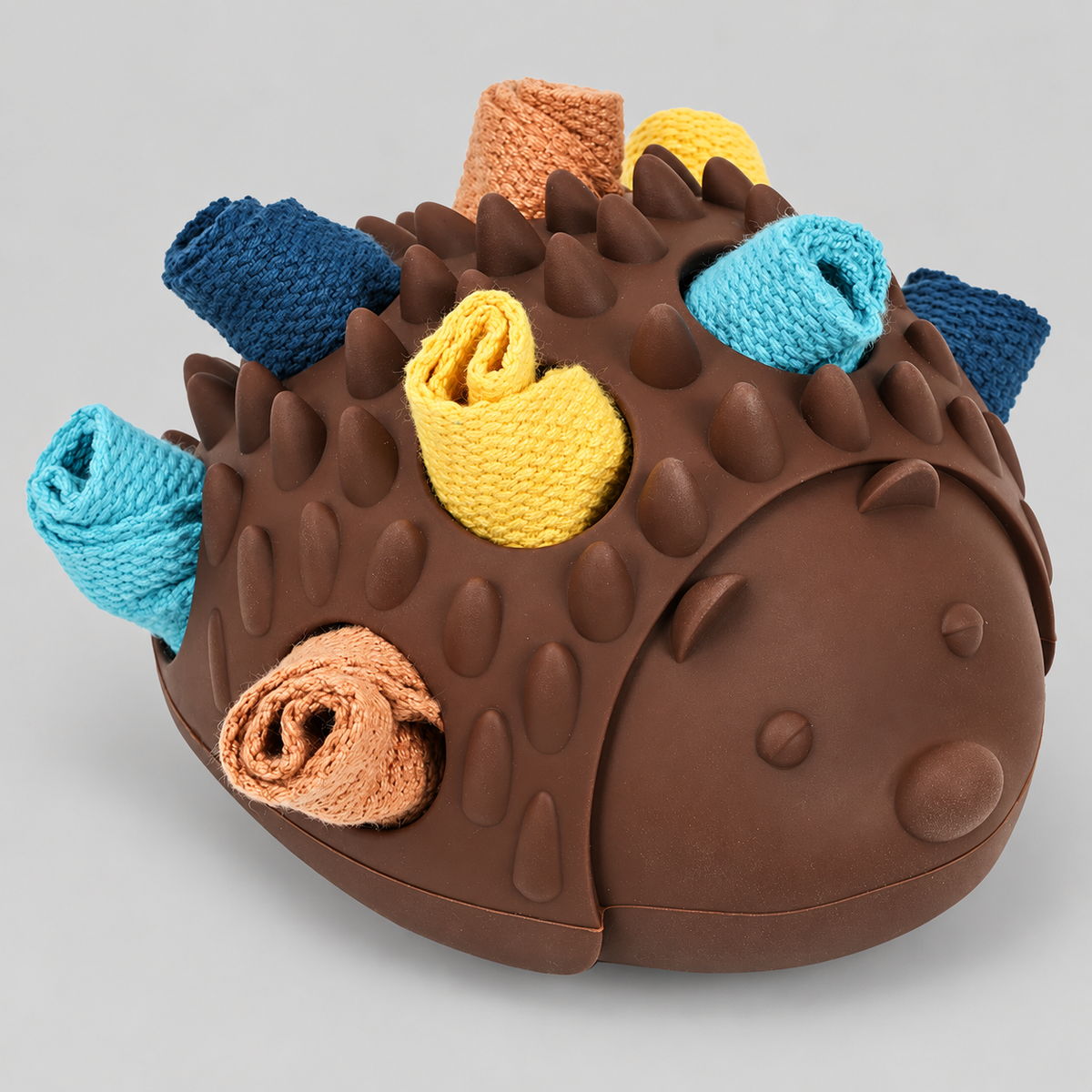 Hedgehog French Bulldog Snuffle Toy — Brown studio photo