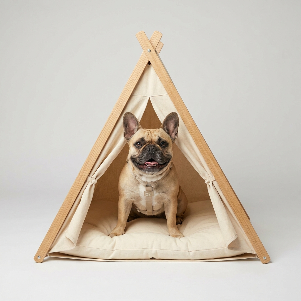 French Bulldog in convertible tent bed