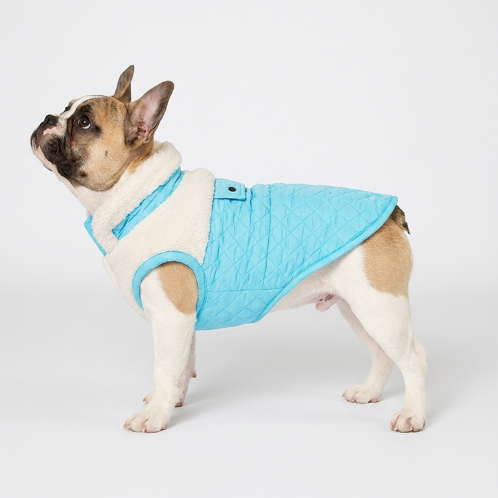 French Bulldog sherpa collar coat
