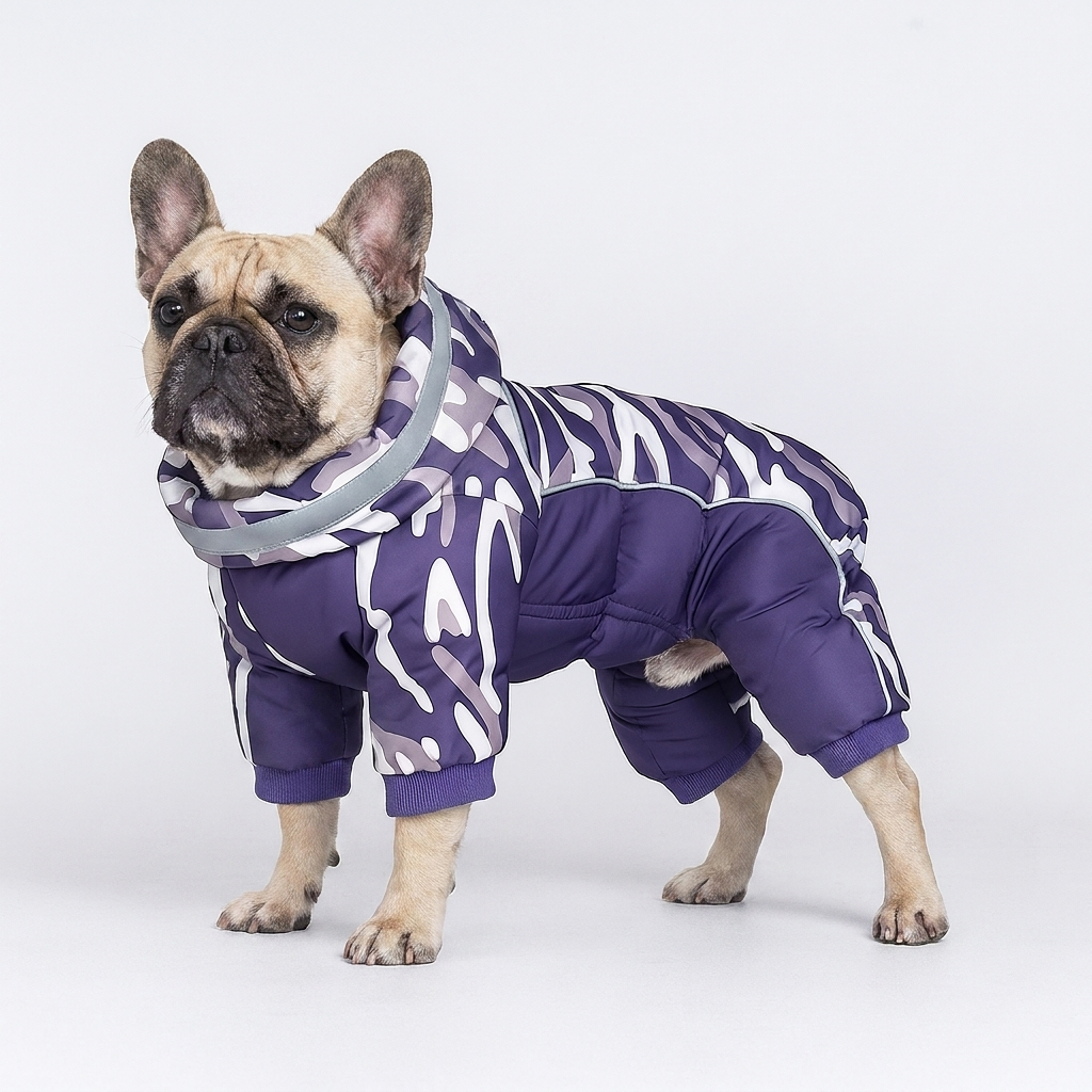 French Bulldog winter jumpsuit reflective full-body suit