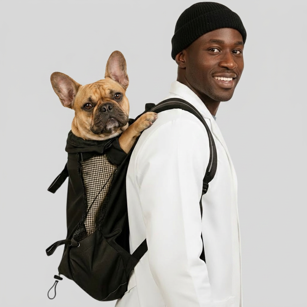 French Bulldog safe and comfy backpack carrier travel bag