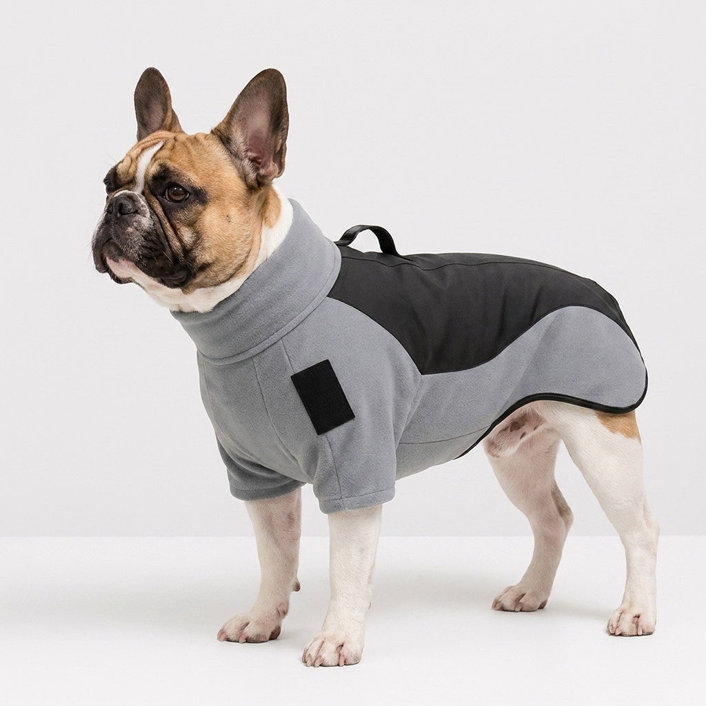 French Bulldog fleece turtleneck cold weather coat
