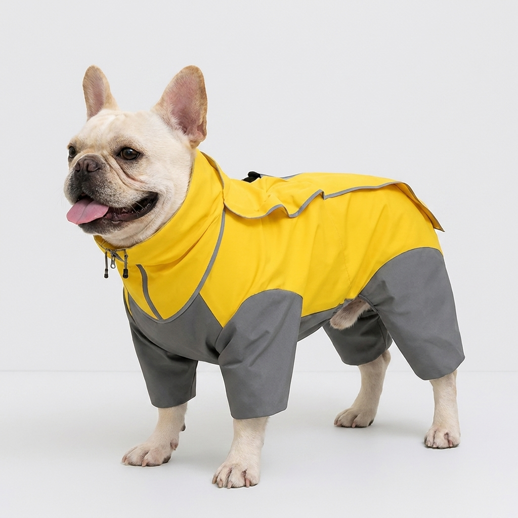 French Bulldog hooded lightweight rain jacket