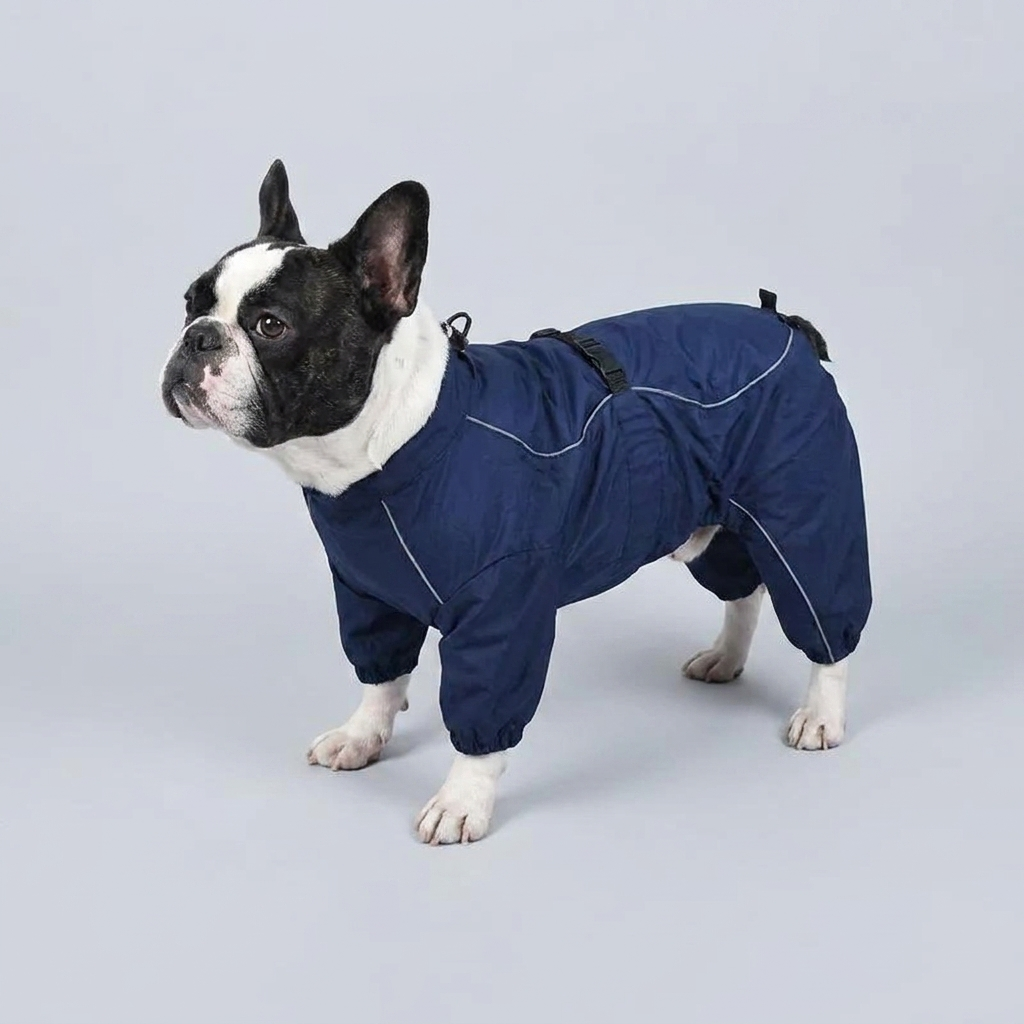 French Bulldog split raincoat elastic cuff rain pants