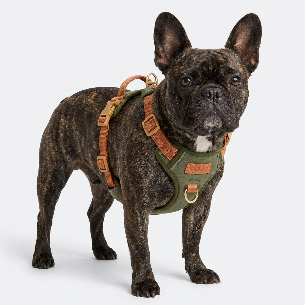 French Bulldog no-pull reflective control vest harness