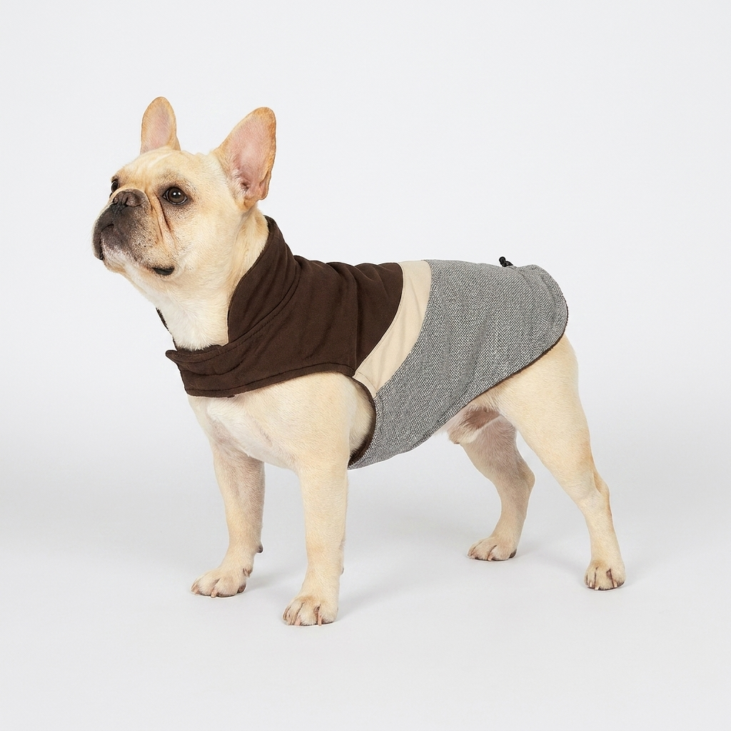 French Bulldog herringbone classic cotton coat