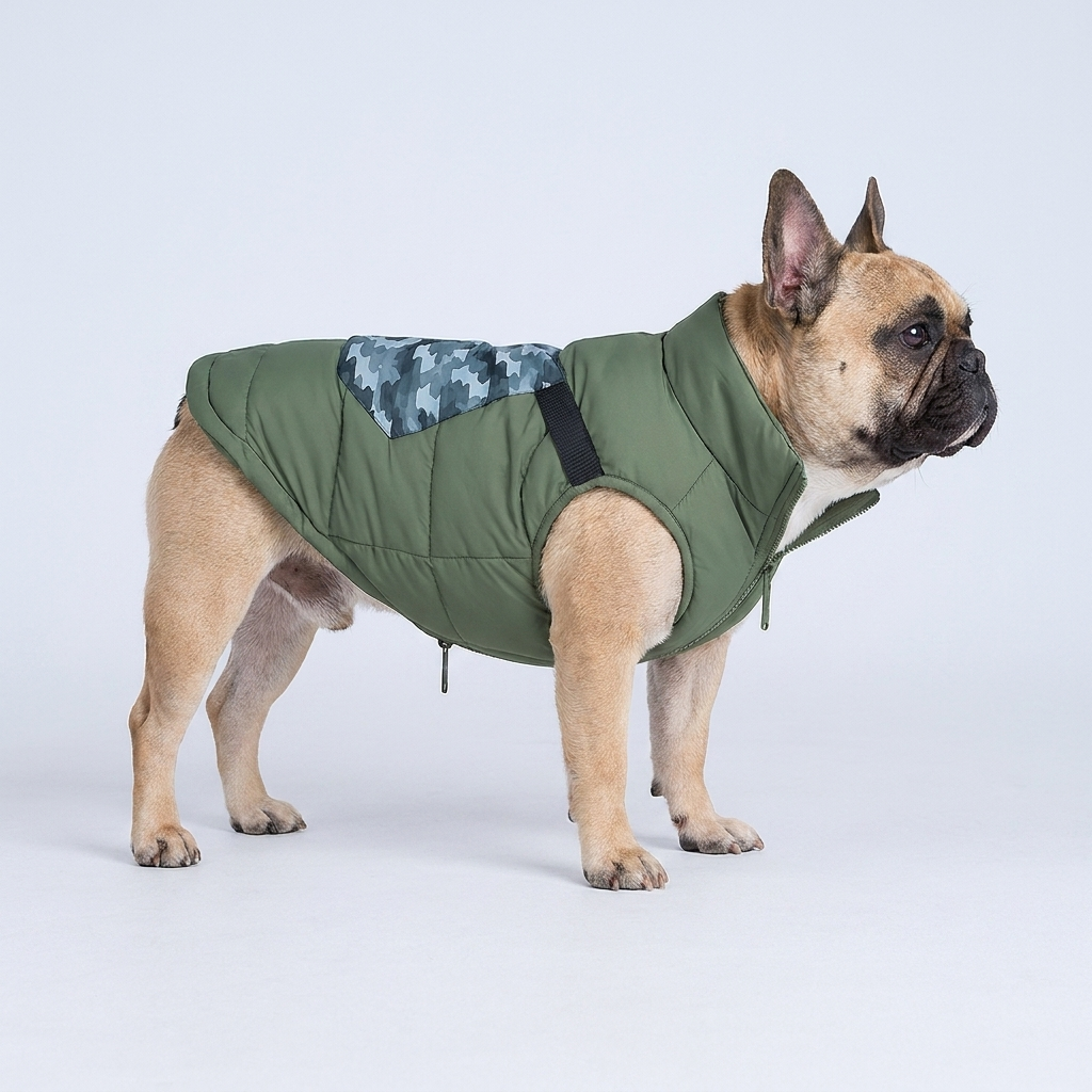 French Bulldog waterproof pocket utility coat