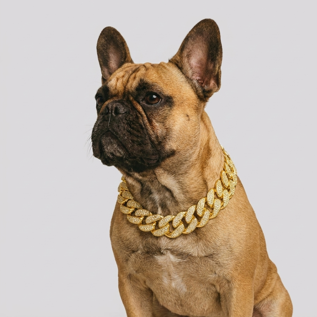 French Bulldog diamond inlay glam collar necklace