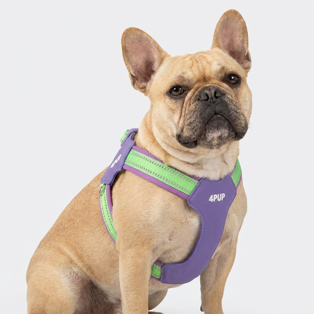 French Bulldog reflective night-safe harness and leash set