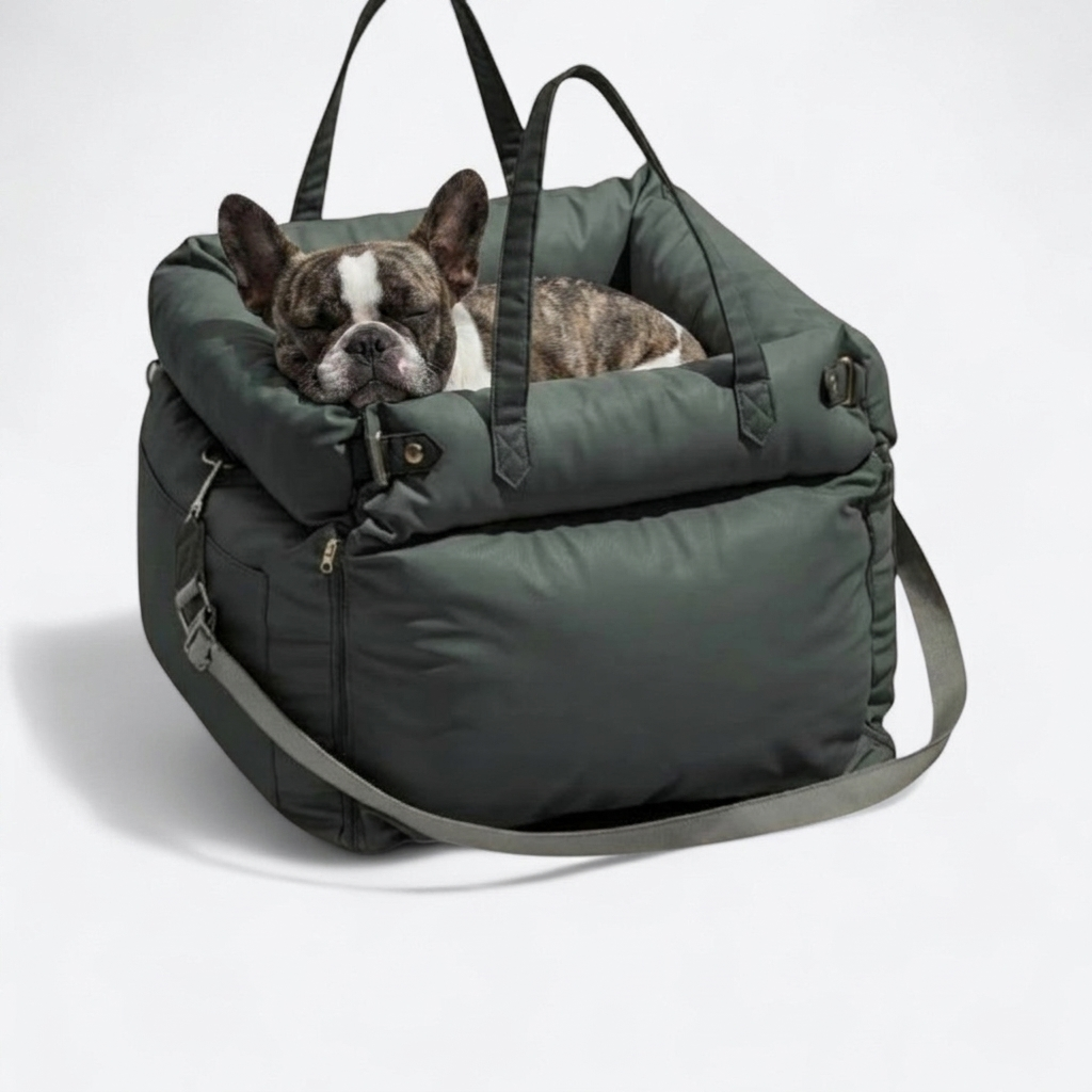French Bulldog portable car seat bed gray