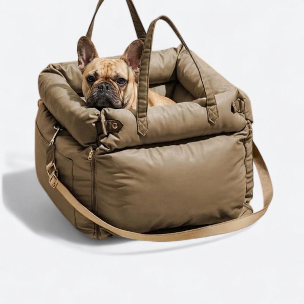 French Bulldog portable car seat bed blue