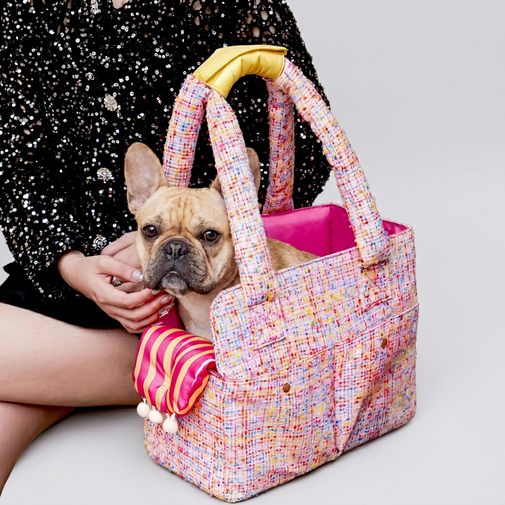 French Bulldog luxury handbag carrier sesame beans