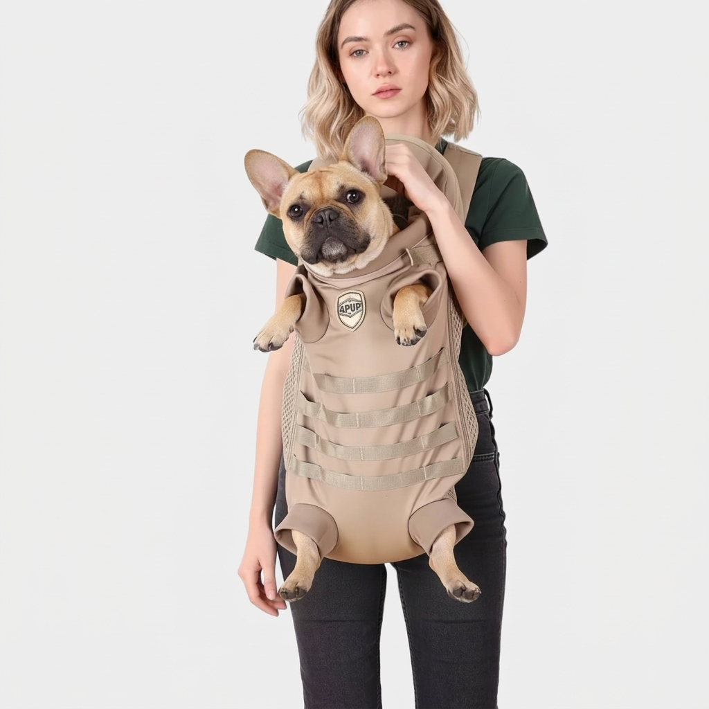 French Bulldog tactical backpack carrier khaki
