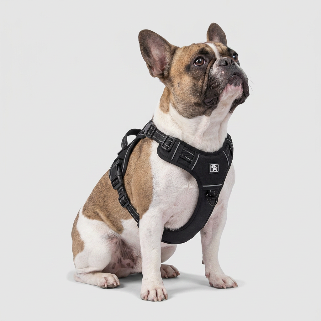 French Bulldog reflective tactical harness black