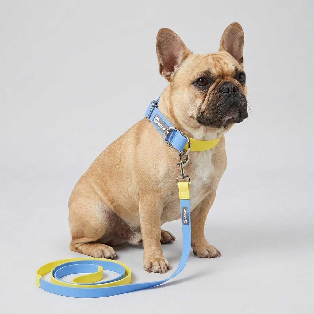 French Bulldog waterproof PVC collar leash set pink