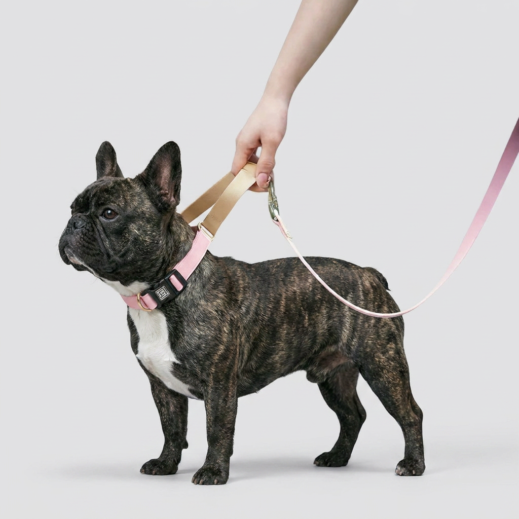 French Bulldog waterproof PVC collar leash set purple
