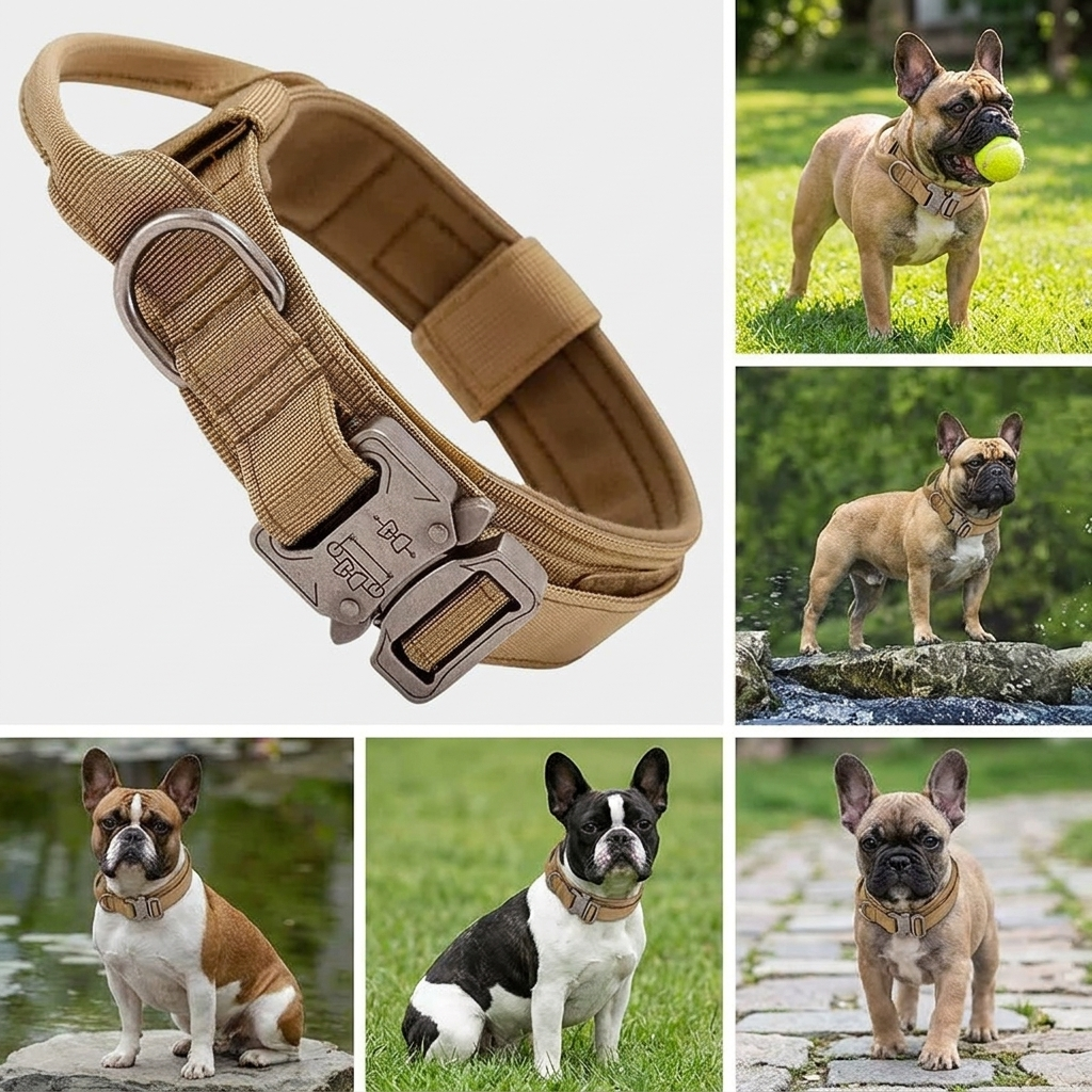 French Bulldog tactical no-pull collar purple