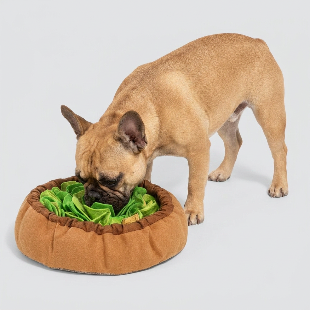 French Bulldog interactive snuffle mat green