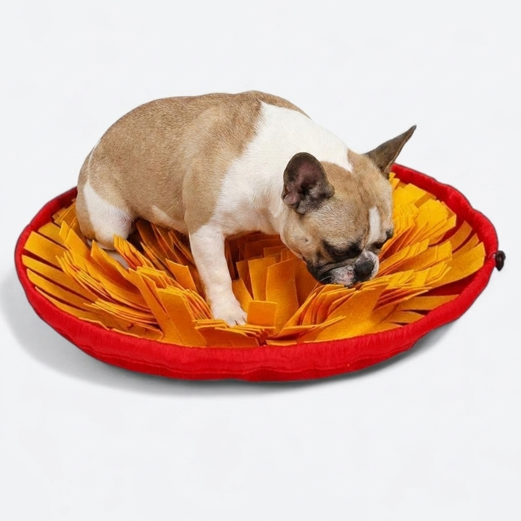 French Bulldog interactive snuffle mat yellow