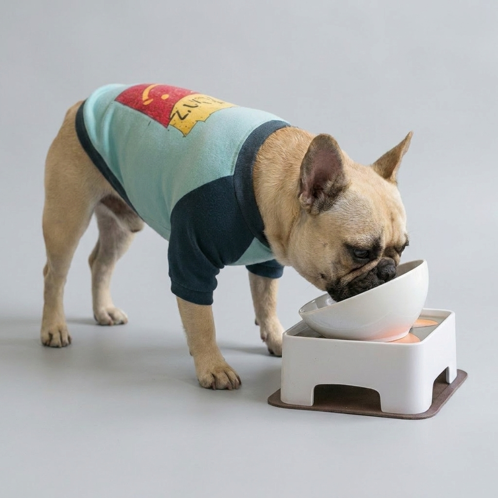 French Bulldog adjustable ceramic bowl black