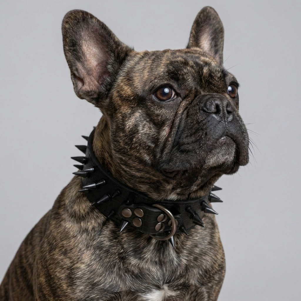 French Bulldog spiked rivet collar leash set pink