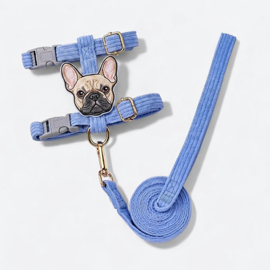 French Bulldog cute bee harness leash set purple