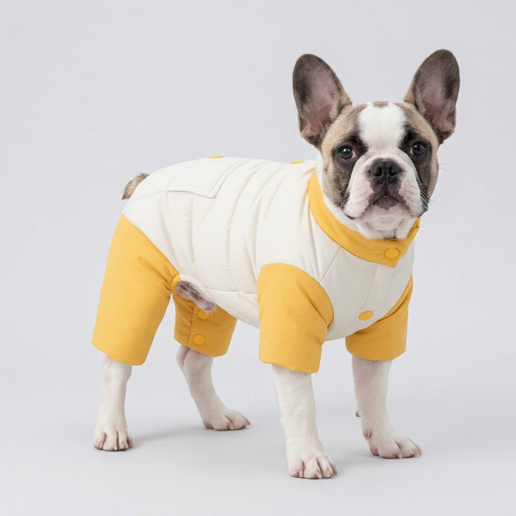 French Bulldog Color-Block Winter Coat yellow