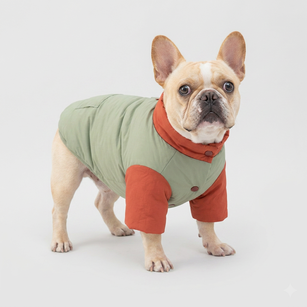French Bulldog Color-Block Winter Coat green