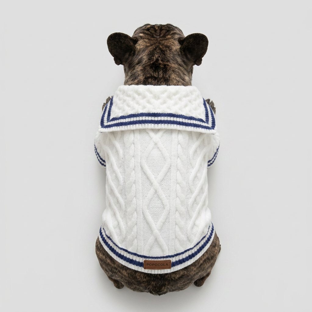 French Bulldog Cozy Knitted Sailor Collar Sweater pink