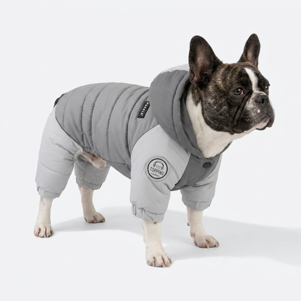 French Bulldog Waterproof Hooded Jacket gray